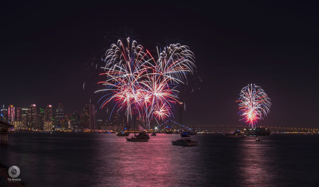 Fireworks 4th of July Independence Day Night Photography Night Photograph San Diego Downtown San Diego Reflections Water Reflections