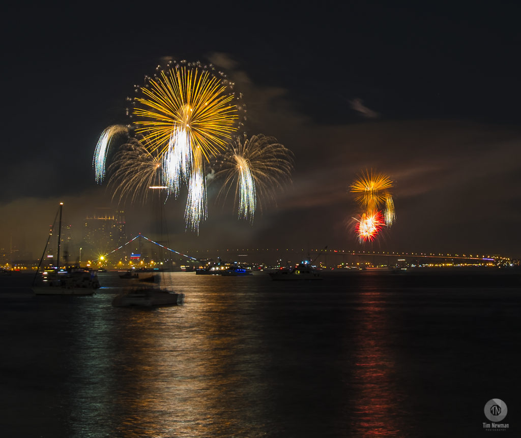 Fireworks 4th of July Independence Day Night Photography Night Photograph San Diego Downtown San Diego Reflections Water Reflections