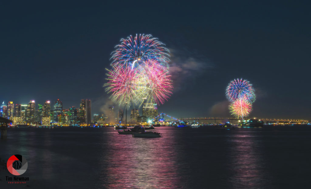 Fireworks 4th of July Independence Day Night Photography Night Photograph San Diego Downtown San Diego Reflections Water Reflections