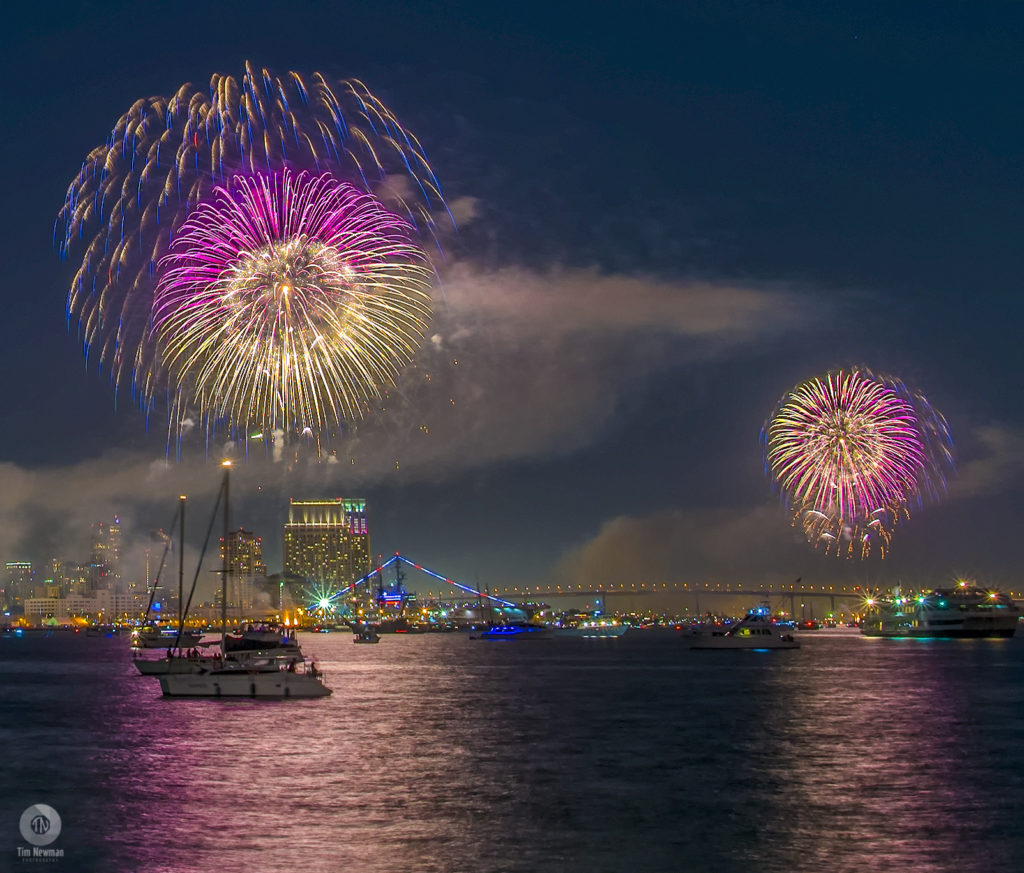 Fireworks 4th of July Independence Day Night Photography Night Photograph San Diego Downtown San Diego Reflections Water Reflections